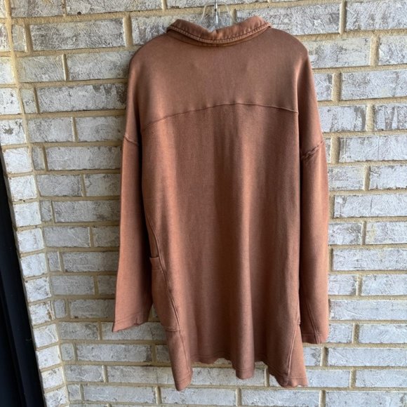 Free People Long Sleeve Willow Antique Oak Polo Knit Tunic Women's Size L - Picture 2 of 9